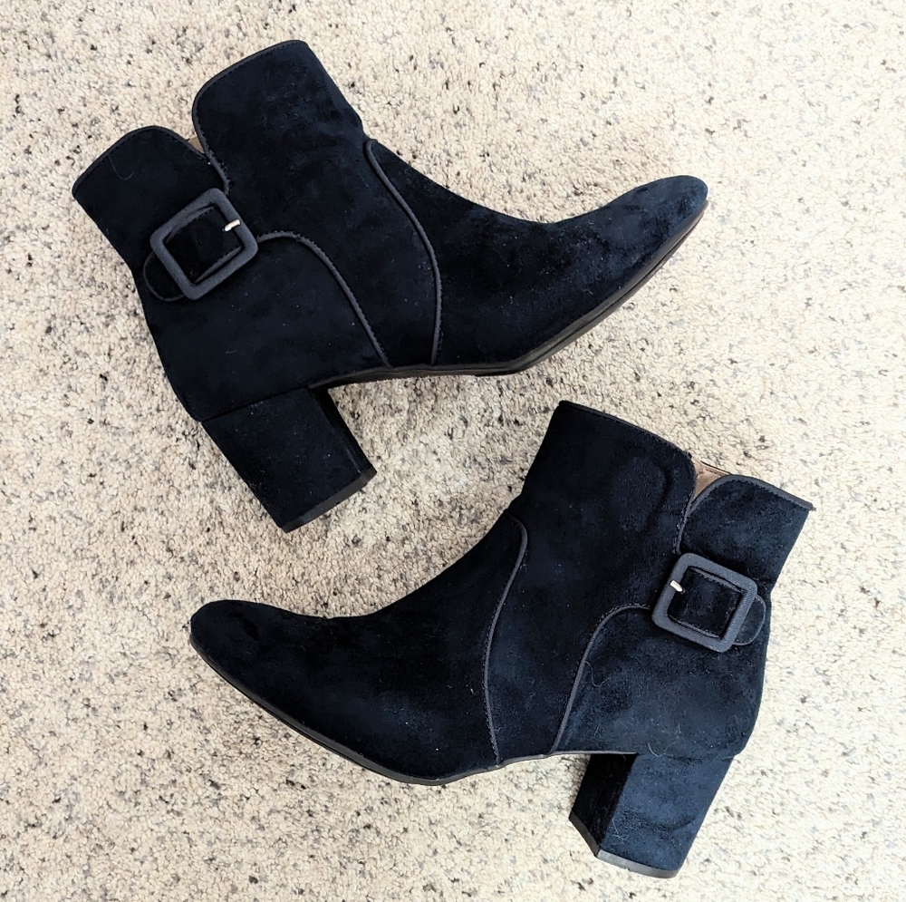 Blue Suede Ankle Boots
